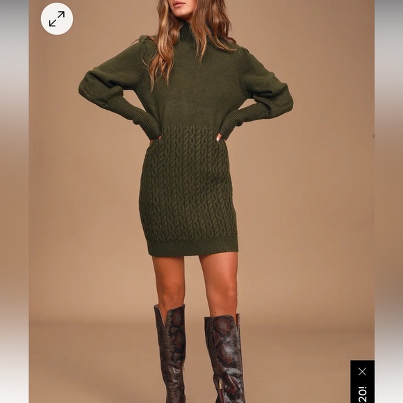 Lulus Dresses & Skirts - Fresh Perspective Olive Green Knit Turtleneck Sweater Dress